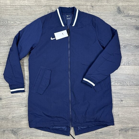 Nike Baseball Stock Dugout Jacket Size Medium Mens Team Navy White Full Zip $150